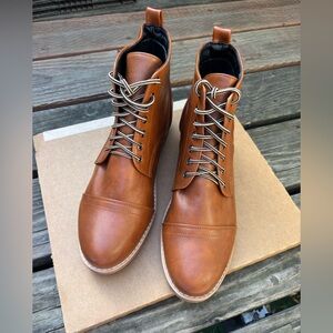 Men's Brown Faux Leather Lace-Up Boots